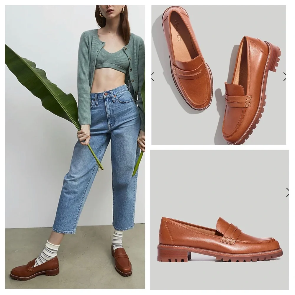 New! Madewell Corinne lugsole loafers dried maple brown